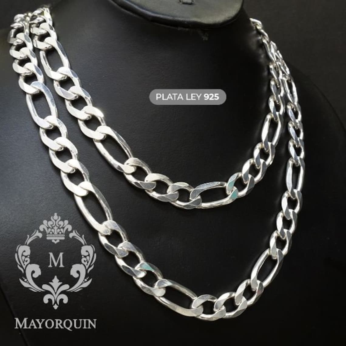 SILVER 925 Figaro Chain 12mm Chain Etsy