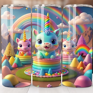3d tumbler for children - Birthday kids tumbler - Unicorn 20 oz Skinny Tumbler Sublimation Design for Kids, Instant Digital Download PNG