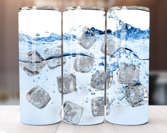 3d ice water tumbler - 20 oz skinny tumbler wrap - Straight Tumbler Wrap PNG,  Gift ideas for summer vacation - Instant Digital Download