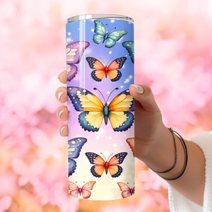 3d beautiful butterflies tumbler - Butterfly 20oz tumbler wrap - gift idea for her - Pretty tumbler wrap - Instant digital download PNG