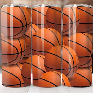 3D Basketball tumblers - 20 oz Skinny Tumbler Sublimation Design - Sports tumbler Wrap - Instant Digital Download PNG