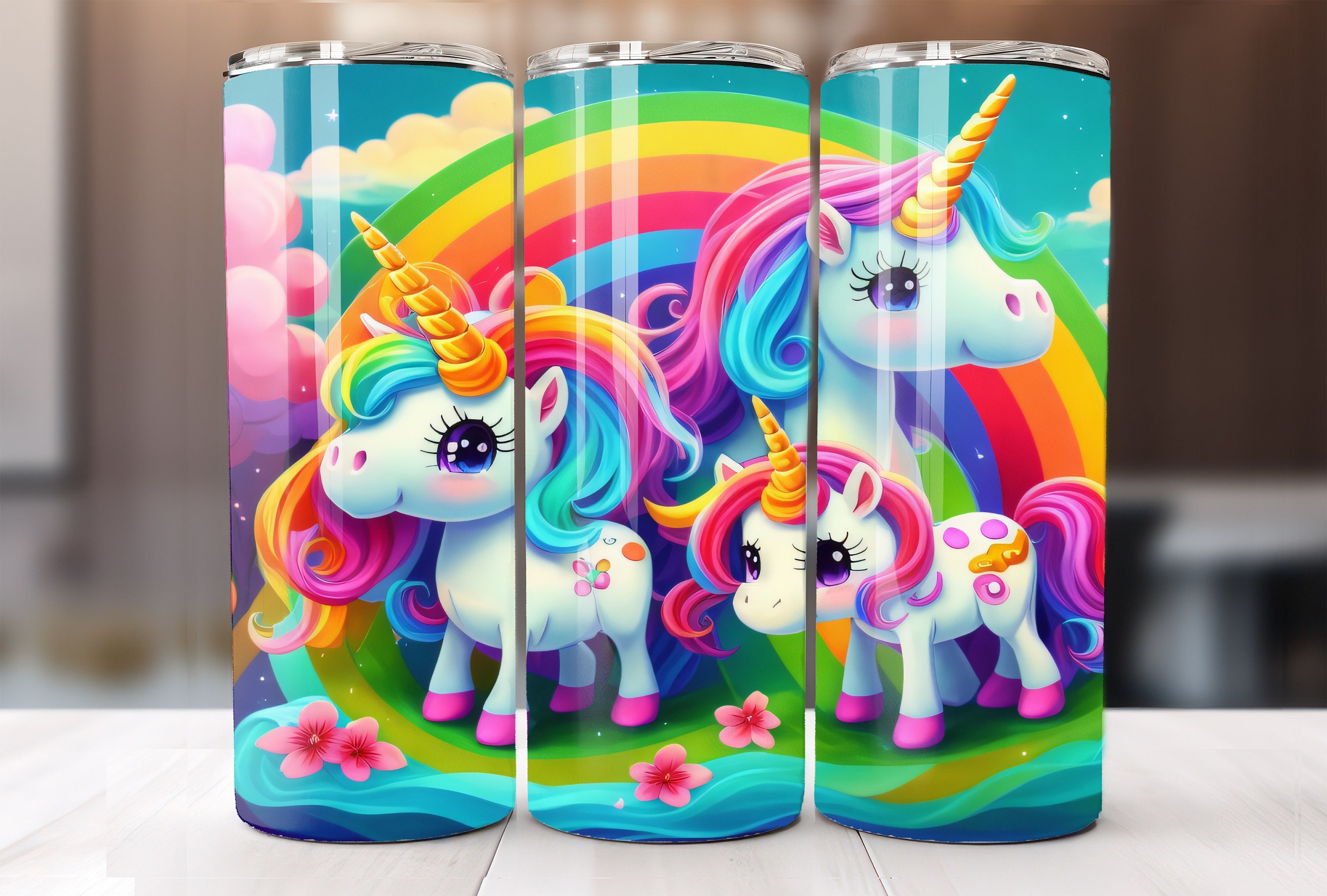 3d Unicorn Tumbler Wrap PNG 20oz Skinny Tumbler Sublimation Design PNG ...