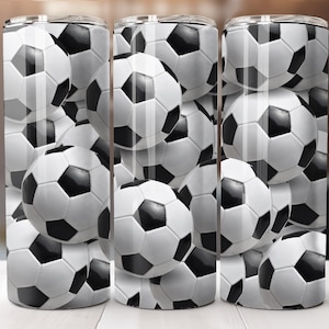 3d Soccer Tumbler Wrap, 20 oz Skinny Tumbler Sublimation Design, Straight Tumbler Wrap PNG digital Instant Download