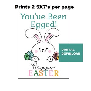 You&#39;ve Been Egged PRINTABLE, 5X7 Egged Tag, Neighbor Easter Gift, Happy Easter, Ministering Easter Treat, Easter Friend Gift Tag, Egged Sign