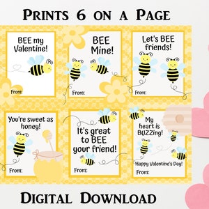 BEE バレンタインデー カード、子供教室向けバレンタイン カード、印刷可能なバレンタインデー カード、子供用バレンタイン、BEE Mine、Bee My Valentine
