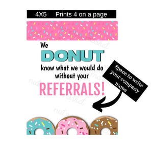 Donut Empfehlung Geschenkanhänger, DRUCKBARE Business Marketing, Ortho Empfehlungen, Zahnarzt Empfehlung, Makler Empfehlung Tags, Donut Geschenkanhänger