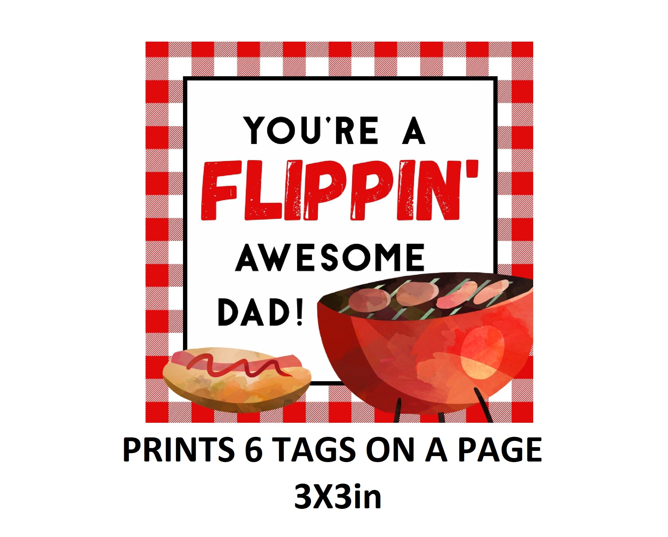 You're a Flippin' Awesome Father's Day Square TAG | Etsy