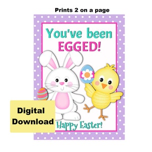 You&#39;ve Been Egged PRINTABLE, 5X7 Egged Tag, Neighbor Easter Gift, Happy Easter, Ministering Easter Treat, Easter Friend Gift Tag, Egged Sign