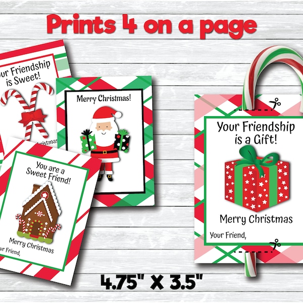 Candy Cane Gram Christmas Gift Tags, Secret Santa, Christmas Classroom, Staff Teacher Volunteer Gift Holiday Printable, INSTANT DOWNLOAD,