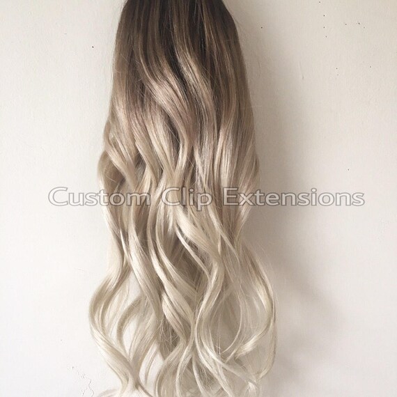 Balayage Blonde And Brown Clip Hair Extensions Light Etsy