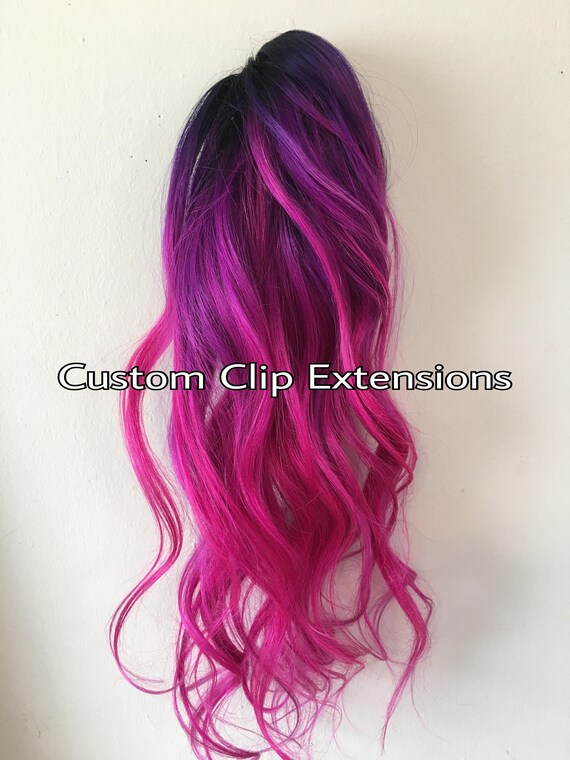 Hot Pink Magenta Clip In Hair Extensionsmagenta Hair Pink Etsy
