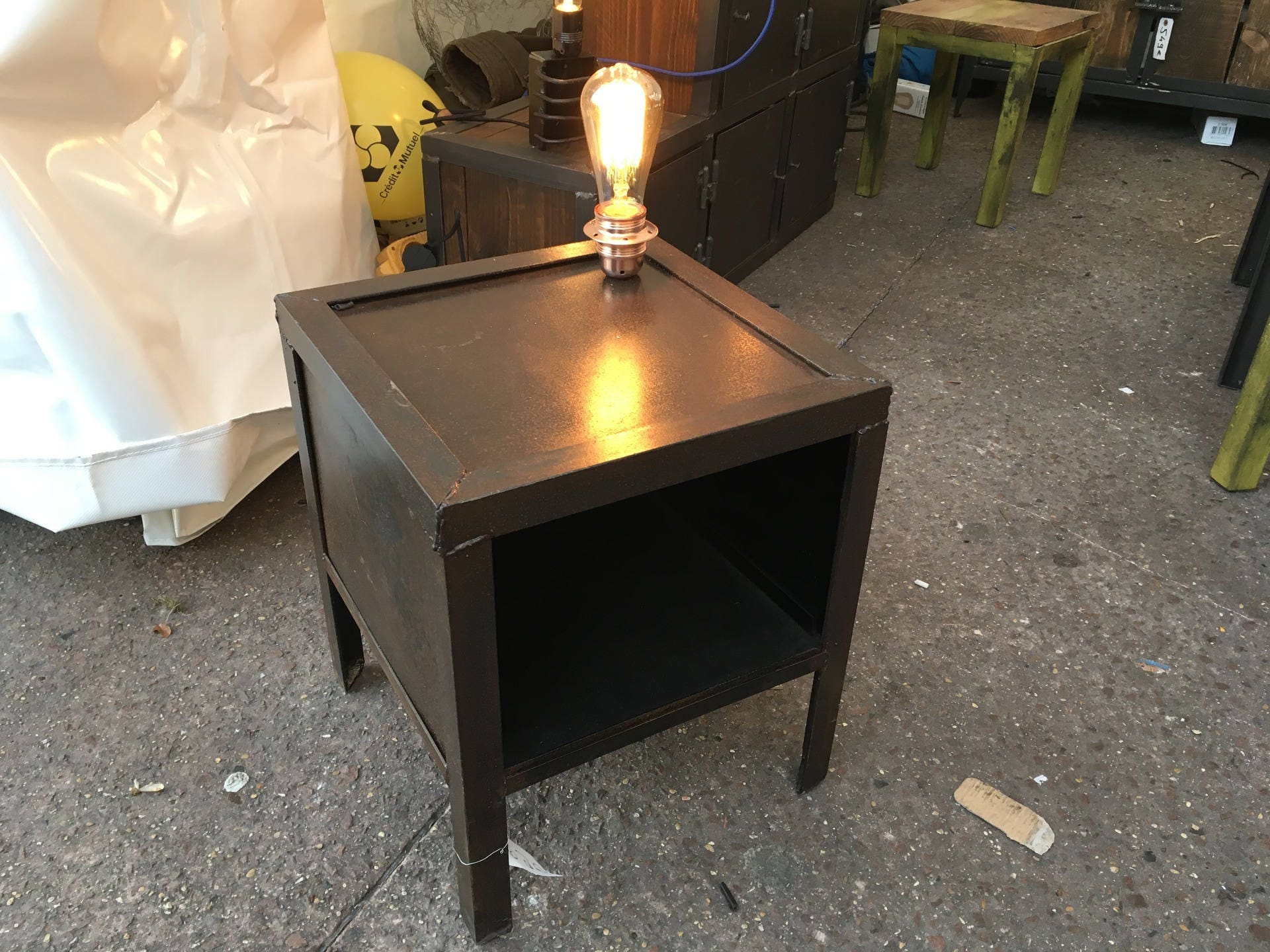 Table de Chevets Lampe Style Industriel