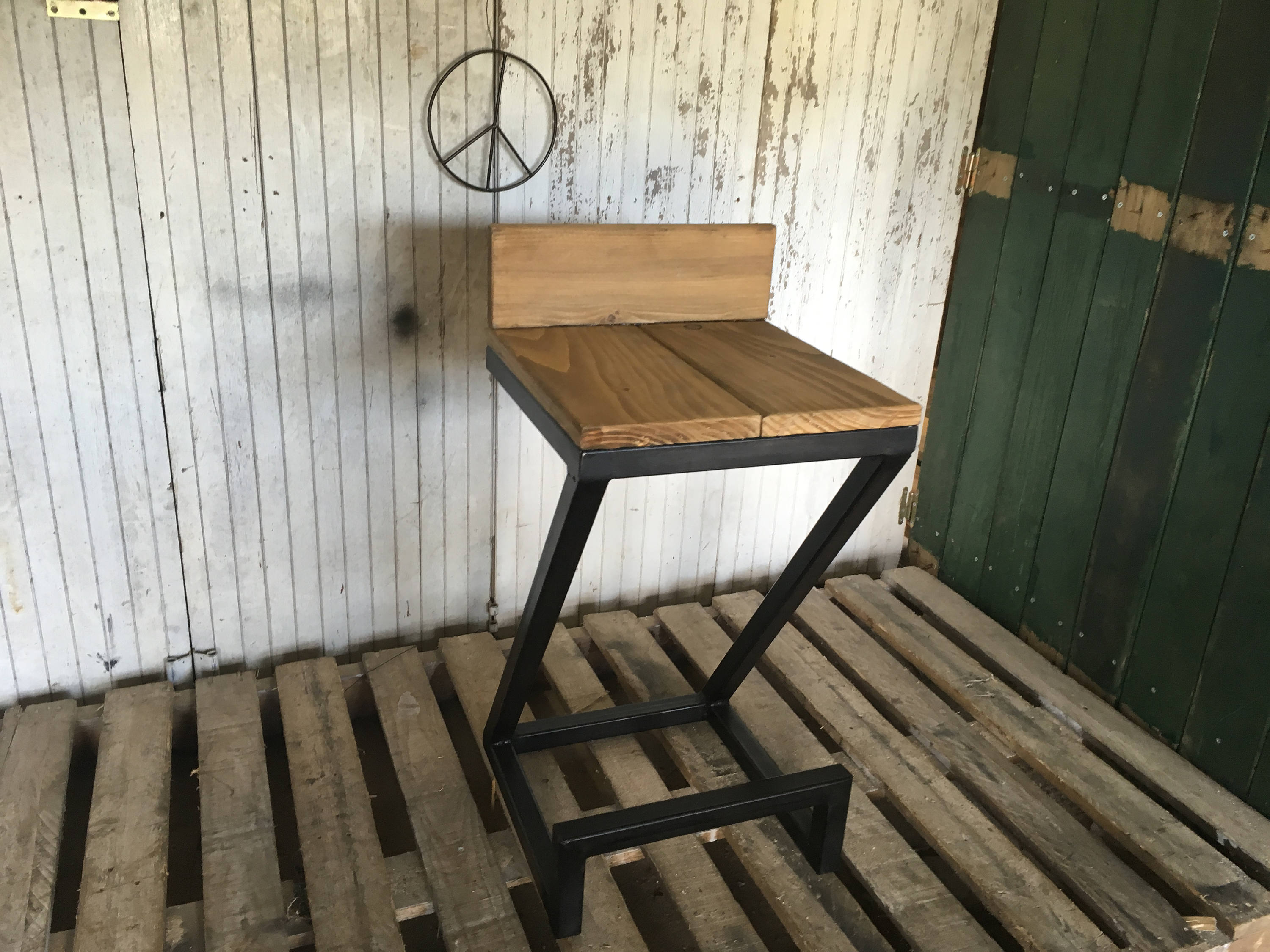 Tabouret Acier Bois Brut