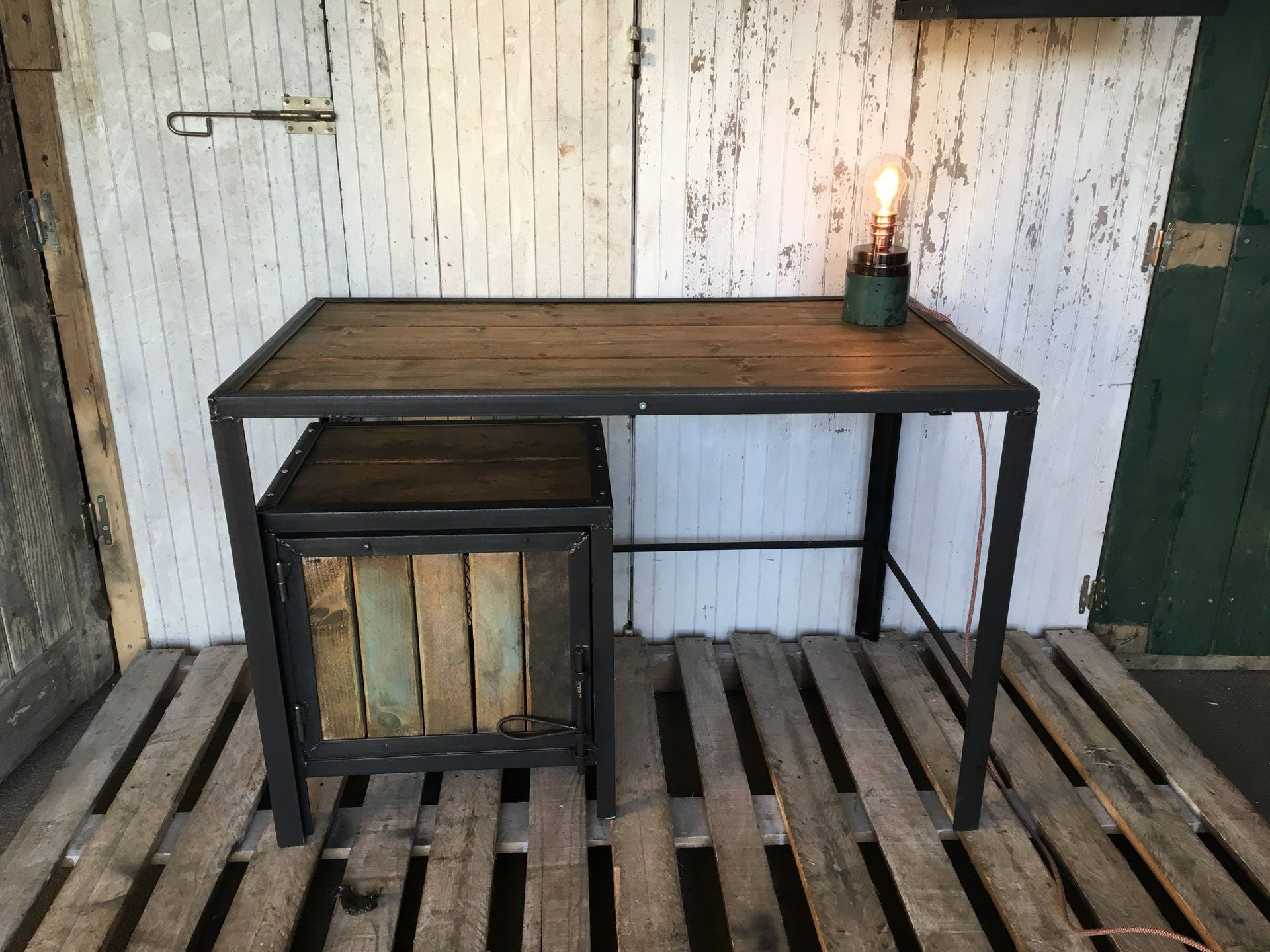 Industrial Furniture Office Wood And Steel Etsy