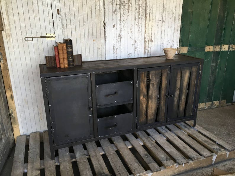 Vintage Industrial Credenza Doors And Lockers Etsy