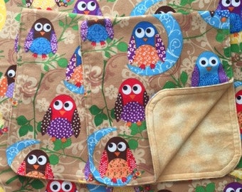 Owls Baby Blanket & Burp Cloth Set