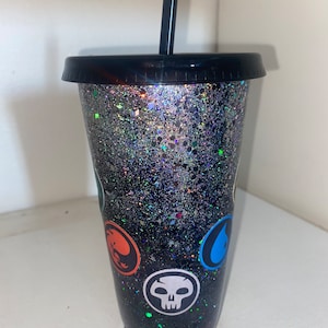 Magic the Gathering plastic tumbler with lid and straw Nerd Unique gift custom