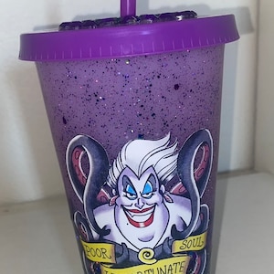 Tattoo style Ursula customizable glittery plastic reusable tumbler