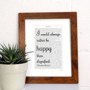 Jane Eyre Vintage Book Page Quote Print, Charlotte Bronte Quote, Literary Decor, Romantic Fiction Wall Art, Best Friend Gift Book Lover Gift