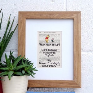 Vintage Book Print, Winnie the Pooh Quote, A A Milne Literary Quote Art, Childrens Room Decor, Best Friend Gift, Pooh and Piglet Print