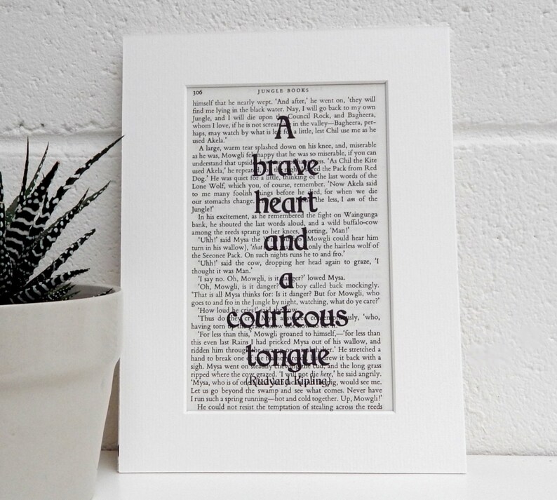 jungle book vintage book page quote rudyard kipling art etsy
