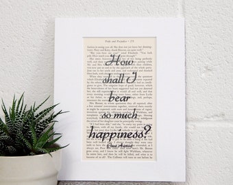 Jane Austen Pride and Prejudice Quote Print, Literary Print, Book Quote Print, Romantic English Literature Decor, Book Lover Gift