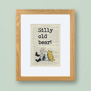 Vintage Book Print, Winnie the Pooh Quote, A A Milne Literary Quote Art, Childrens Room Decor, Best Friend Gift, Pooh and Piglet Print