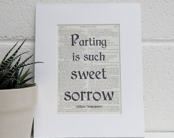 Shakespeare Book Quote Print, Romeo and Juliet, Literary Decor, Romantic Valentine Print, Book Lover Gift, Literary Print, Unicorn Quote