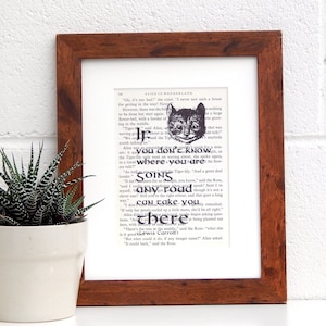 Le chat de Cheshire devis impression, Vintage Alice au pays des merveilles livre Page impression, Lewis Carroll citation, citation littéraire impression, décor de bureau,