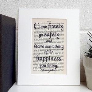 Gothic Novel Decor, Dracula Book Page Print, Vintage Real Book Page Wall Art, New Home Gift, Literary Decor, Book Lover Gift, Vampire Gift