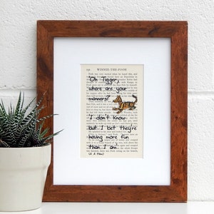 Vintage Winnie The Pooh Book Page Quote Print, Literary Print, Quirky Tigger Wall Decor, Book Lover Gift, Daughter Gift, Best Friend
