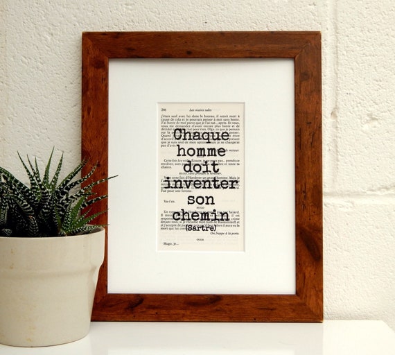 Sartre Citation Sur Page De Copie Vintage Les Mains Sales Etsy