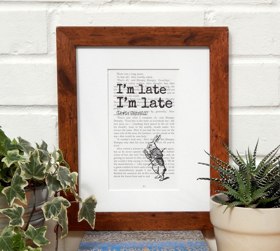 I'm Late, White Rabbit Print, Vintage Alice in Wonderland Book Page ...