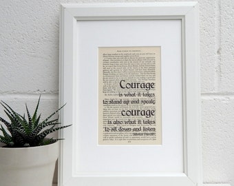 Inspirational Winston Churchill Book Page Quote Print, Vintage History Book Print, Man Cave Decor, Gift for Son, Literary Decor, Book Lover