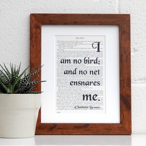 Impression de citation de Jane Eyre, soeurs de Bronte, oeuvre d'art de page de livre vintage