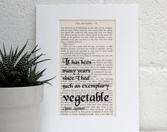 Pride and Prejudice, Jane Austen, Literary Quote Print, Vintage Book Print, Book Lover Gift, Amusing Quote Print, New Home Gift