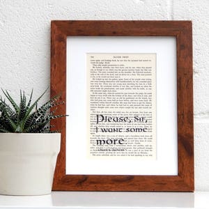 Charles Dickens Oliver Twist Quote Print, Antique Book Page Art