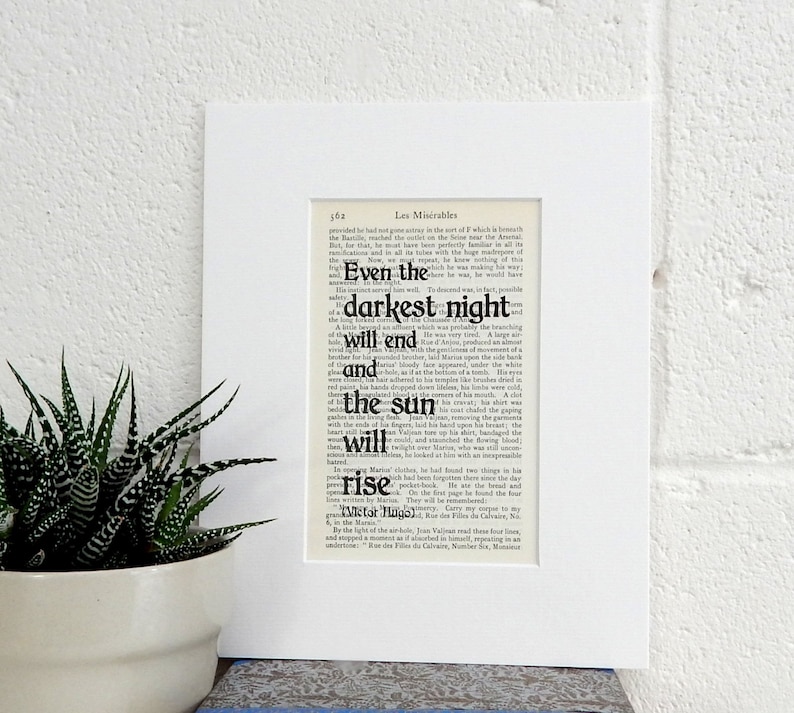 Victor Hugo Vintage Book Quote Print Les Miserables Book | Etsy