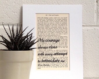 Jane Austen Quote Print, Pride and Prejudice, Vintage Book Page Art