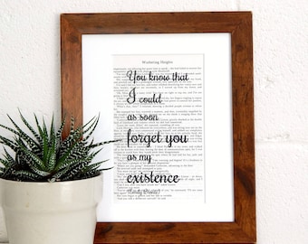 Wuthering Heights Quote Print - Gothic Novel, Literary Wall Art