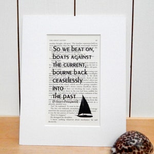 F Scott Fitzgerald Book Quote Print, The Great Gatsby Print, American Classic Literature, Book Lover Gift, Birthday Gift, Sailing Gift