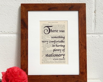 Quirky Charles Dickens Vintage Book Page Quote Print, Great Expectations Quote Print, Antique Literary Gift, Book Lover Gift