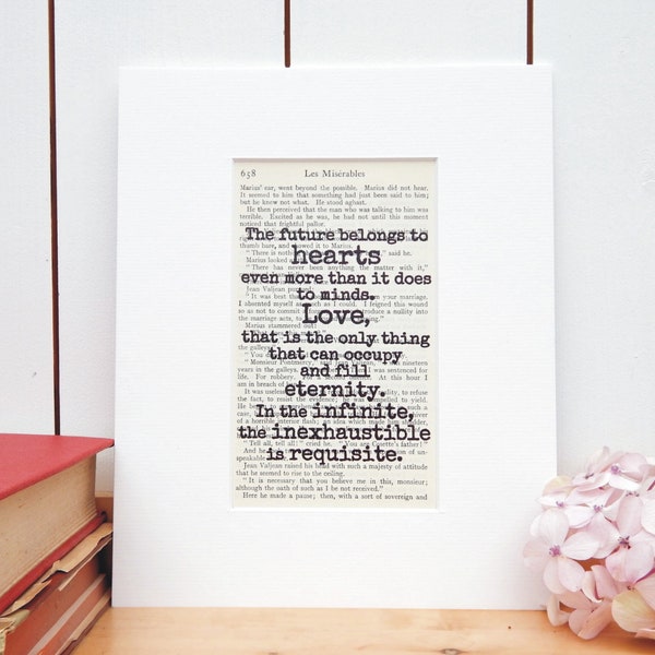 Inspirational Victor Hugo Vintage Book Quote Print - Les Miserables Book Print - Literary Gift - Classic French Literature Print