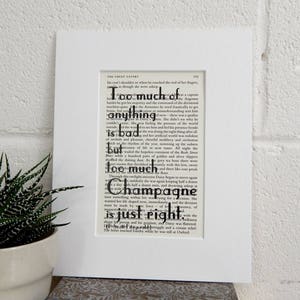 F Scott Fitzgerald Book Quote Print, The Great Gatsby Print, American Classic Literature, Book Lover Gift, Birthday Gift, Wedding Gift