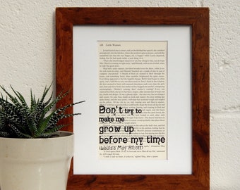 Little Women Quote Print, Real Vintage Book Page Wall Decor, Coming Of Age Gift