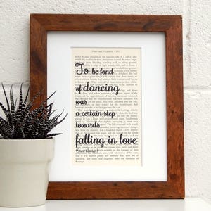 Vintage Print littéraire - livres anciens Estampe - Art mural romantique - Jane Austen orgueil et préjugés citation - décalé Wall Art