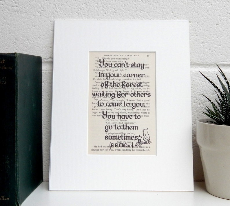 A A Milne Winnie the Pooh Vintage Book Quote Print Book Lover - Etsy UK