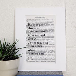 Dramatic Wuthering Heights Vintage Book Quote - Emily Bronte Literary Print - Romantic Gothic Novel Wall Art