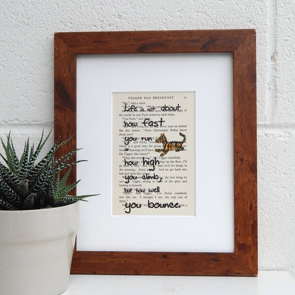 Vintage Winnie The Pooh Book Page Quote Print, Literary Print, Quirky Tigger Wall Decor, Book Lover Gift, Daughter Gift, Best Friend