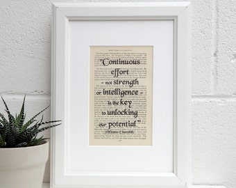 Winston Churchill Vintage Book Page Quote Print, Vintage World War 2 Book Page Print, History Buff Gift, Literary Decor, Inspirational Gift